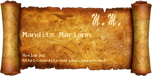 Mandits Mariann névjegykártya